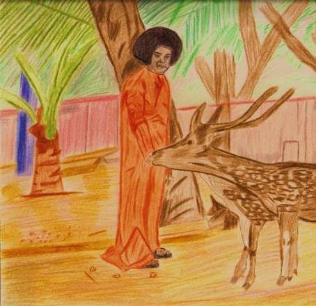 Hand Sketch of Sri Sathya Sai Baba using Pencil Colors