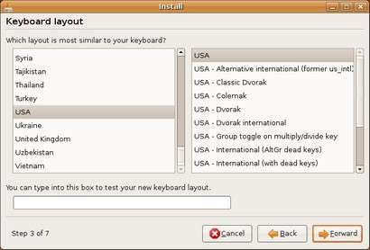 choose keyboard layout