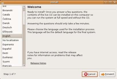 install ubuntu screenshot choose language